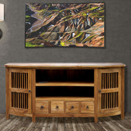 Waxed Teak Wood Belize Buffet / Entertainment Center - La Place USA Furniture Outlet