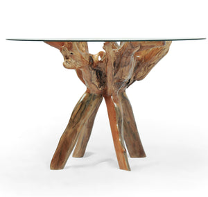 Teak Wood Root Bar Table Including 47 Inch Glass Top - La Place USA Furniture Outlet