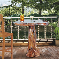 Teak Wood Slab Rustic Bar Table - La Place USA Furniture Outlet