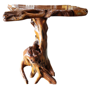 Teak Wood Slab Rustic Bar Table
