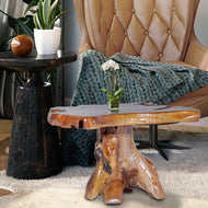 Teak Wood Slab Coffee Table - La Place USA Furniture Outlet