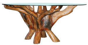 Teak Wood Root Coffee Table Including 43 Inch Glass Top - La Place USA Furniture Outlet