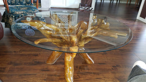 Teak Wood Root Coffee Table Including 43 Inch Glass Top - La Place USA Furniture Outlet