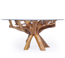 Teak Wood Root Dining Table Including a Round 48 Inch Glass Top - La Place USA Furniture Outlet