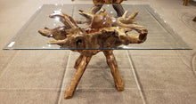 Teak Wood Root Dining Table Including a 55" x 43" Glass Top - La Place USA Furniture Outlet
