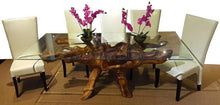 Teak Wood Root Dining Table Including a 71 x 40 Inch Glass Top - La Place USA Furniture Outlet