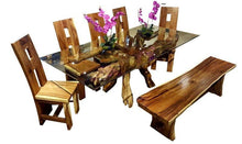 Teak Wood Root Dining Table Including a 71 x 40 Inch Glass Top - La Place USA Furniture Outlet