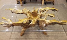 Teak Wood Root Dining Table Including 87 x 43 Inch Glass Top - La Place USA Furniture Outlet
