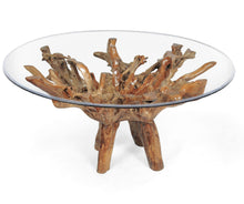 Teak Wood Root Dining Table Including a 63 Inch Round Glass Top - La Place USA Furniture Outlet