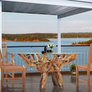 Teak Wood Root Dining Table Including a 63 Inch Round Glass Top - La Place USA Furniture Outlet