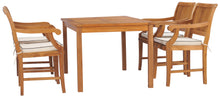 5 Piece Teak Wood Bermuda 55" Rectangular Small Bistro Dining Set with 4 Arm Chairs - La Place USA Furniture Outlet