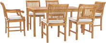 7 Piece Teak Wood Bermuda 63" Rectangular Medium Bistro Dining Set with 2 Arm Chairs & 4 Side Chairs - La Place USA Furniture Outlet