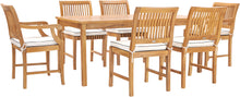 7 Piece Teak Wood Bermuda 71" Rectangular Large Bistro Dining Set with 2 Arm Chairs & 4 Side Chairs - La Place USA Furniture Outlet