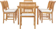 7 Piece Teak Wood Bermuda 71" Rectangular Large Bistro Dining Set with 2 Arm Chairs & 4 Side Chairs - La Place USA Furniture Outlet