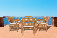 7 Piece Teak Wood Bermuda 71" Rectangular Large Bistro Dining Set with 6 Arm Chairs - La Place USA Furniture Outlet