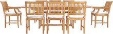 9 Piece Teak Wood Castle Patio Dining Set with Rectangular Extension Table, 6 Side Chairs and 2 Arm Chairs - La Place USA Furniture Outlet