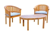 Teak Wood Peanut 3 Piece Patio Lounge Set, 2 Chairs & Coffee Table - La Place USA Furniture Outlet