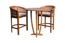 Teak Wood Peanut 3 Piece Patio Bar Set, 2 Bar Chairs and 35" Round Miami Bar Table - La Place USA Furniture Outlet