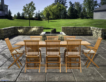 9 Piece Teak Wood Miami Patio Dining Set with Rectangular Extension Table, 2 Folding Arm Chairs and 6 Folding Side Chairs - La Place USA Furniture Outlet