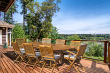 9 Piece Teak Wood Santa Barbara Patio Dining Set with Oval Extension Table, 2 Folding Arm Chairs and 6 Folding Side Chairs - La Place USA Furniture Outlet
