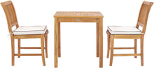 3 Piece Teak Wood Florence Intimate Bistro Dining Set with 27" Square Table and 2 Side Chairs - La Place USA Furniture Outlet