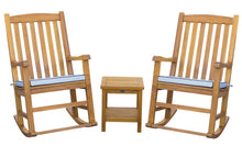 3 Piece Teak Wood Santiago Patio Lounge Set with 2 Rocking Chairs and Side Table - La Place USA Furniture Outlet