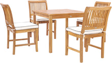 5 Piece Teak Wood Florence Bistro Dining Set with 35" Square Table and 4 Side Chairs - La Place USA Furniture Outlet