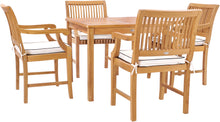 5 Piece Teak Wood Florence Bistro Dining Set with 35" Square Table and 4 Arm Chairs - La Place USA Furniture Outlet