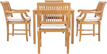 5 Piece Teak Wood Florence Bistro Dining Set with 35" Square Table and 4 Arm Chairs - La Place USA Furniture Outlet