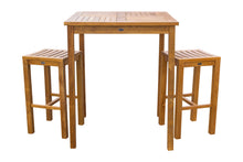 3 Piece Teak Wood Havana Patio Bistro Bar Set with 35" Table & 2 Barstools - La Place USA Furniture Outlet
