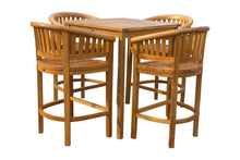 5 Piece Teak Wood Peanut Patio Bistro Bar Set with 4 Bar Chairs and 35" Bar Table - La Place USA Furniture Outlet