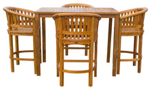 5 Piece Teak Wood Peanut Patio Bistro Bar Set with 4 Bar Chairs and 55" Bar Table - La Place USA Furniture Outlet