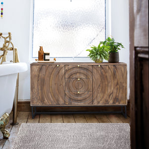 Misun Recycled Mango Wood Bathroom Linen Cabinet with 2 doors