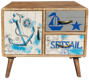 Seaside Mango Wood Chest With 2 Drawers, 1 Door - La Place USA Furniture Outlet