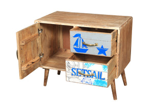 Seaside Mango Wood Chest With 2 Drawers, 1 Door - La Place USA Furniture Outlet