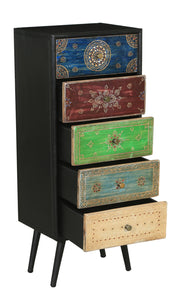 Madagascar Mango Wood Vertical Chest with 5 Drawers - La Place USA Furniture Outlet
