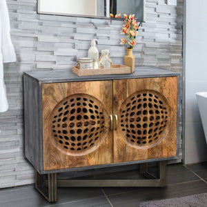 Lamat Mango Wood Bathroom Linen Cabinet
