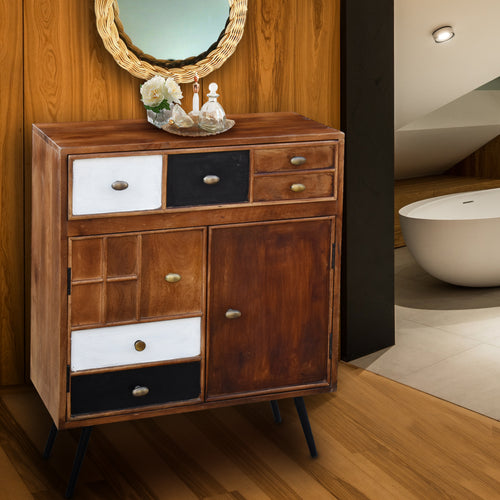Tawa Recycled Mango Wood Small Bathroom Accent Cabinet with 1 drawer & 2 doors