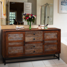 Natal Recycled Mango Wood Bathroom Linen Cabinet with 4 drawers & 2 doors