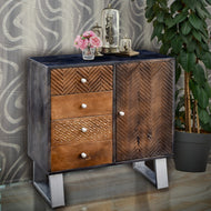 Iwal Recycled Mango Wood Chest with 4 Drawers and 1 Door - La Place USA Furniture Outlet