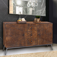 Etsa Recycled Mango Wood Bathroom Linen Cabinet, 3 drawers, 2 doors