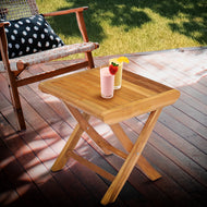 Teak Wood Miami Footstool / Side Table - La Place USA Furniture Outlet