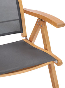 Teak Wood California Reclining Chair with Black Batyline Sling - La Place USA Furniture Outlet