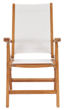 Teak Wood California Reclining Chair with White Batyline Sling - La Place USA Furniture Outlet