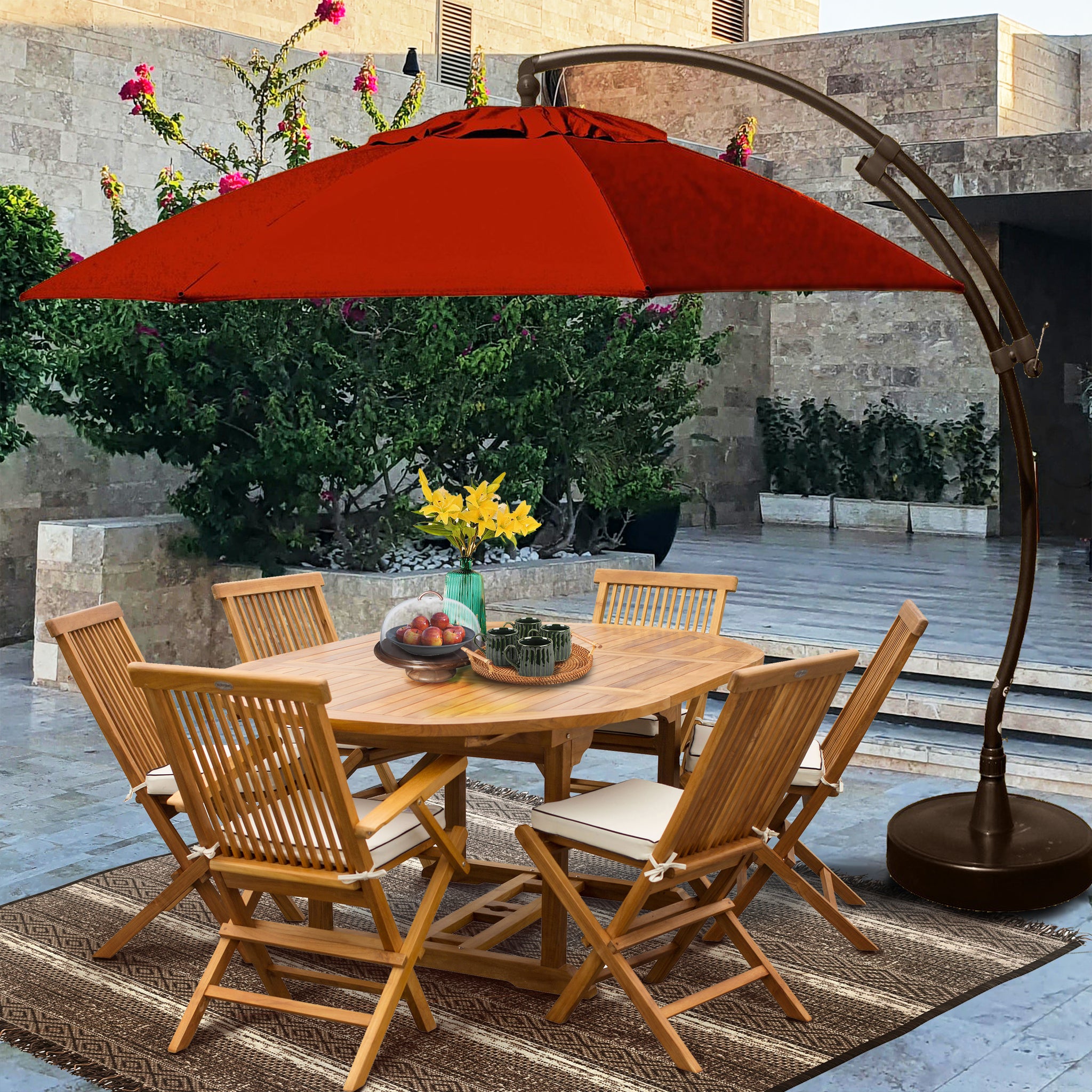 cheap patio furniture with canopy umbrella Sun Garden 13 Ft. Easy Sun Cantilever Umbrella and Parasol, the Origin – La Place USA Furniture Outlet