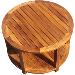 Teak Wood Bahama Round Coffee Table, 31 inch - La Place USA Furniture Outlet