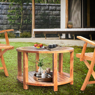 Teak Wood Bahama Round Coffee Table, 31 inch - La Place USA Furniture Outlet