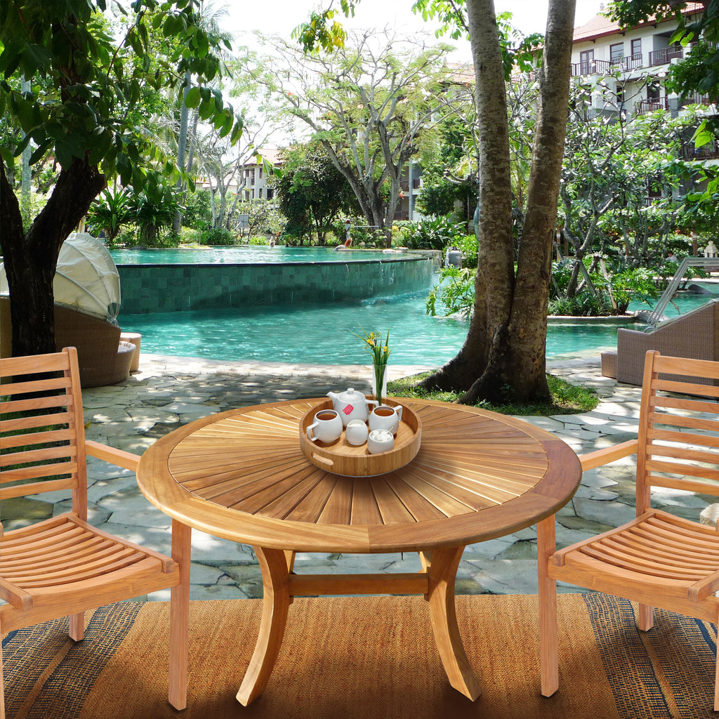 Azrec Sun Table Teak Wood Sun Table, 47 Inch – La Place USA Furniture Outlet
