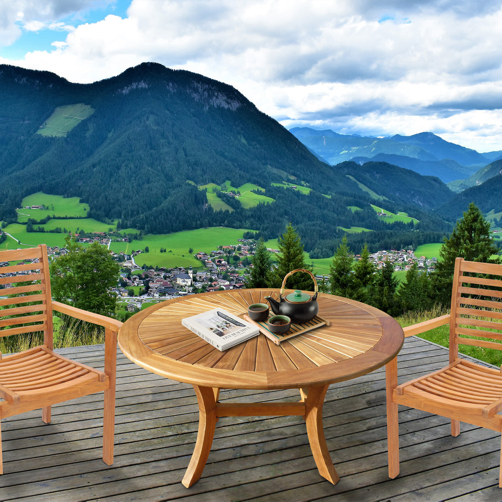 Azrec Sun Table Teak Wood Sun Table, 47 Inch – La Place USA Furniture Outlet