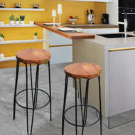 Teak Wood Round Bar Stool - La Place USA Furniture Outlet